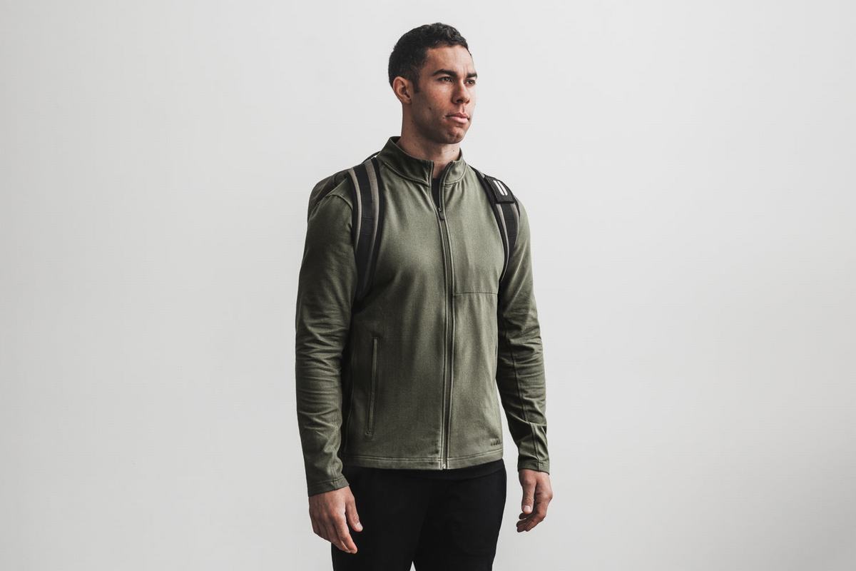 Nobull Twill Zip-up Men's Jackets Green | Australia (JE6754)